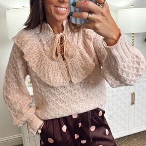 Muted Pink Ruffle Knit Sweater